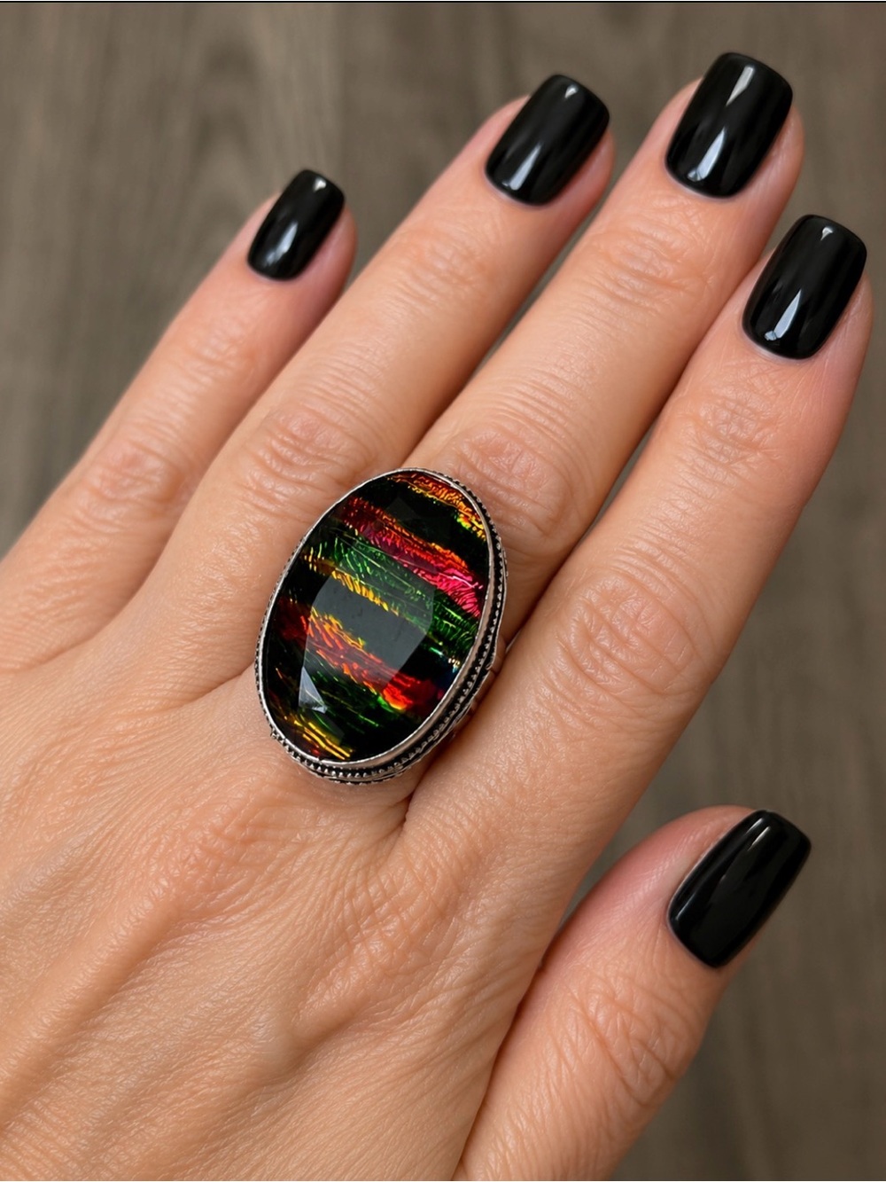 Ammonite Opal Gemstone Ring